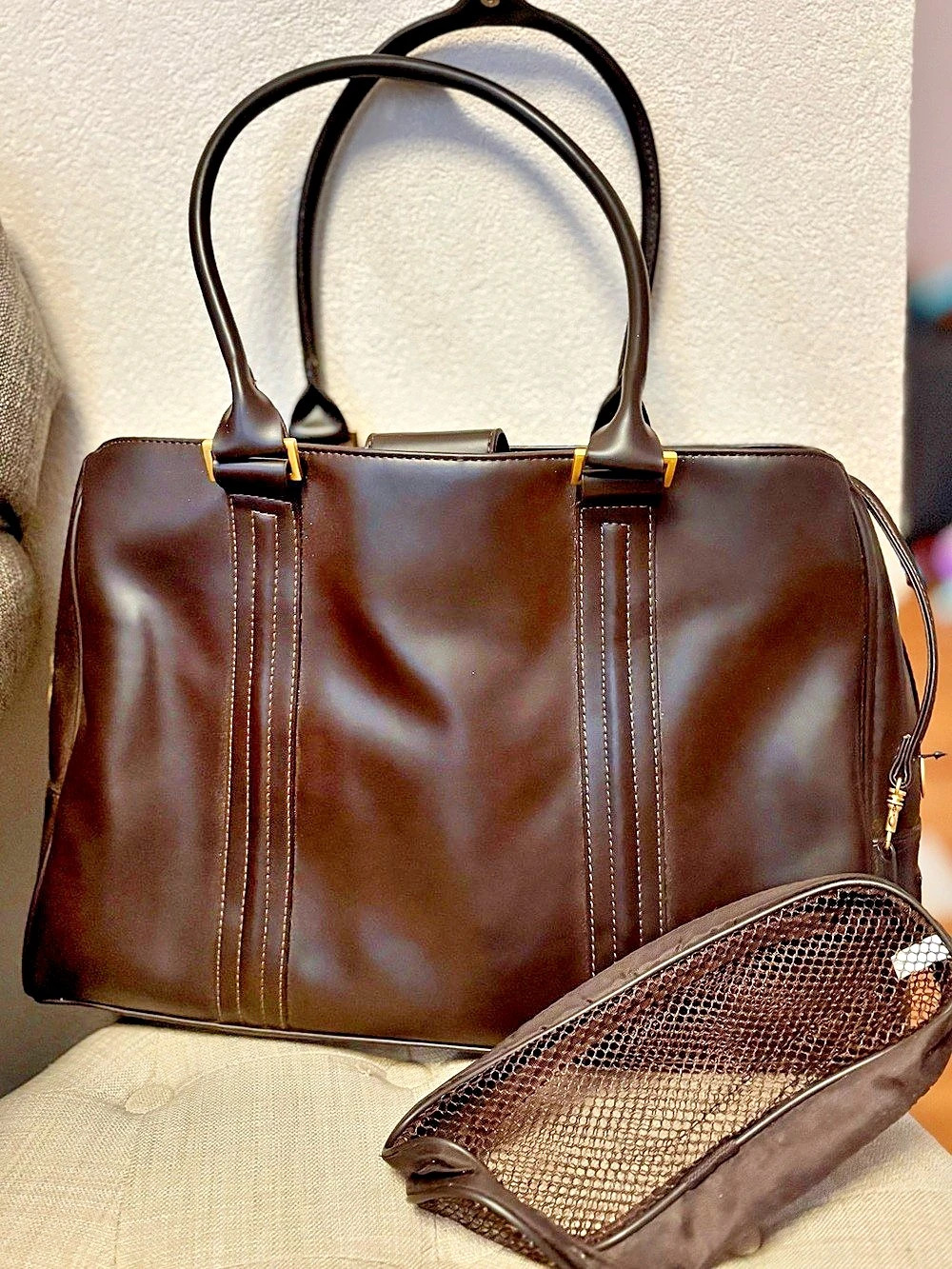 Brown Tote with Zip Pouch Like New
